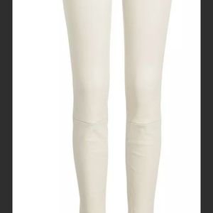 Theory lambs leather Bristol skinny pants cream women Size 6
